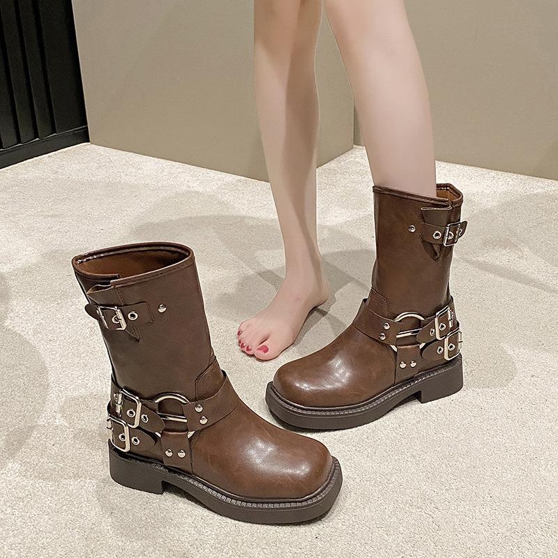 Large size Martin boots women s Maillard style brown short boots autumn and winter new western cowboy knight boots 35 коричневый