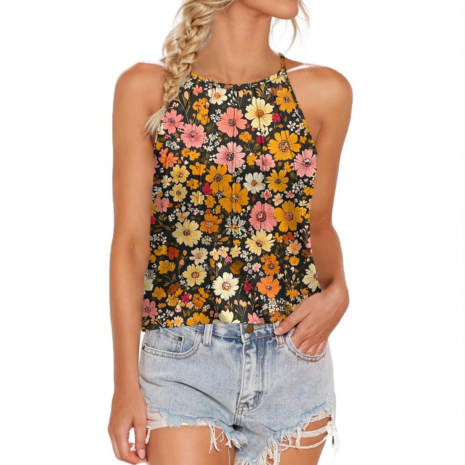 

Женская мода плиссированный жилет подтяжки топ XL жёлтый