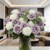 25 Pcs Artificial Rose Flower with Long Stem Real Touch Faux Silk Rose Bouquet for Wedding Party Table Centerpieces Festival Decoration