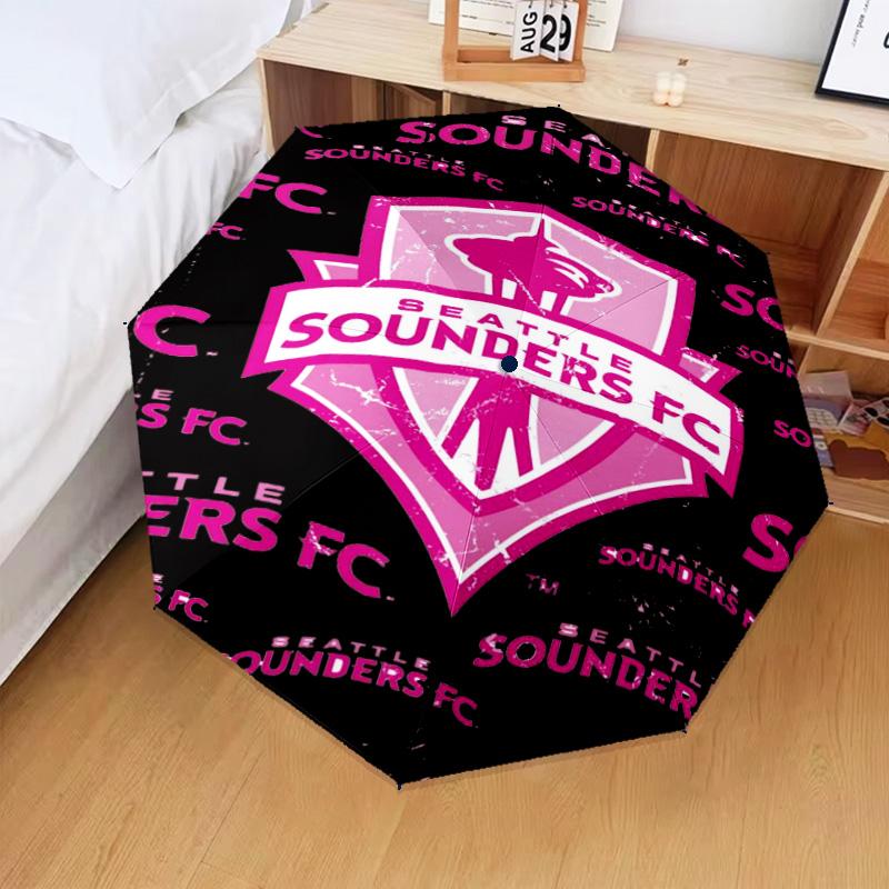 1PC Seattle Fc Logo Printed Umbrella Folding Umbrella, Automatic Umbrella 8-Frame for Travel, Camping Fan Gifts Christmas Gifts