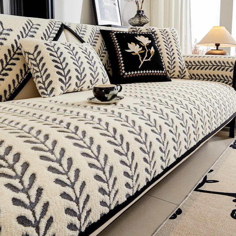 

Thicken Plush Sofa Cushion Mat Anti-cat Scratch Sofa Slipcover Universal Non-Slip L Shaped Couch Towel For Living Room Home 70x70