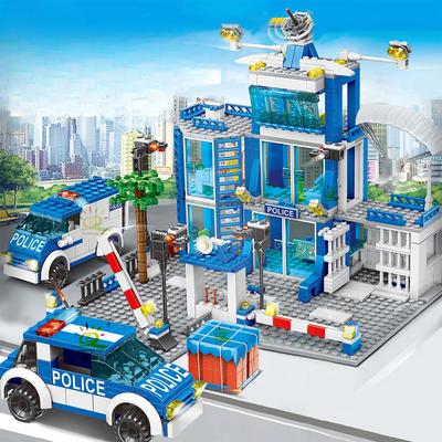 Police Station Building Blocks Set Boys Car Figures Bricks Educational Toys for Children Adult Gift