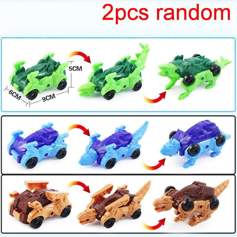 2Pcs Kids Dinosaur Deformation Toy Deformed Car Dinosaur Children Toys Diy Assembly Transformer Toy Car Model
