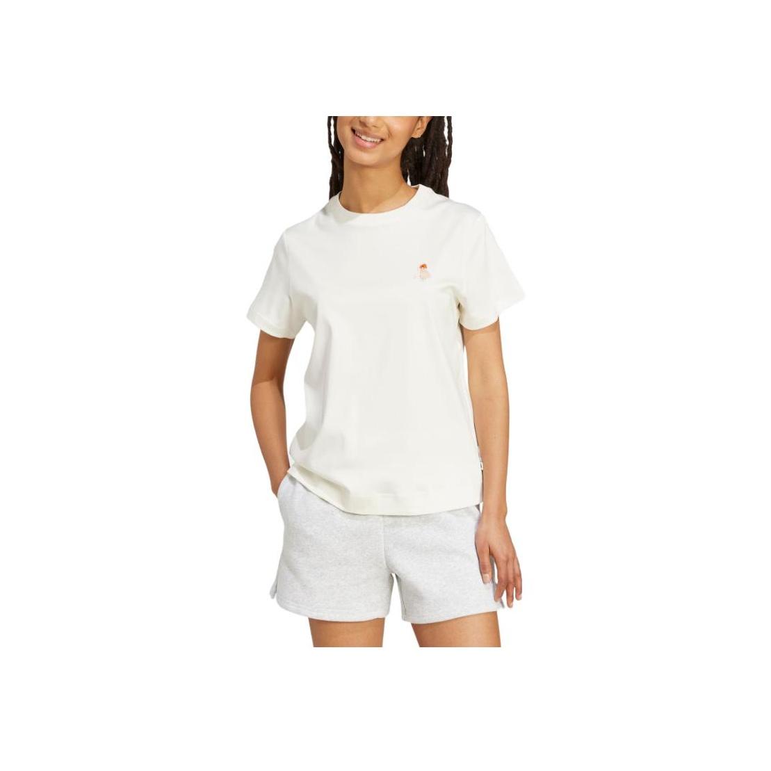 

Adidas Графическая футболка Polygiene Спортивная повседневная Круглый вырез Короткий рукав Женские топы Хан-Нефритово-белый JV8515 S