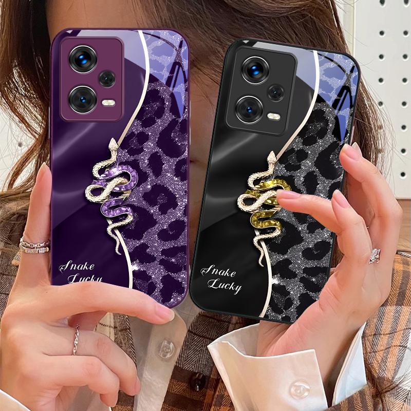 Wężowa Różowa Do Xiaomi 14 Ultra 13 Lite Redmi Note 13 11 Pro 12 Plus Poco X6 3 Pro F4 6 GT Hartowane Etui Na Telefon