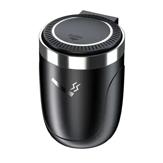 Car Ashtray With LED Light Universal Alloy Ash Tray Aluminum Cup Smokeless Auto Ashtray Flame Retardant Cigarette Holder Box