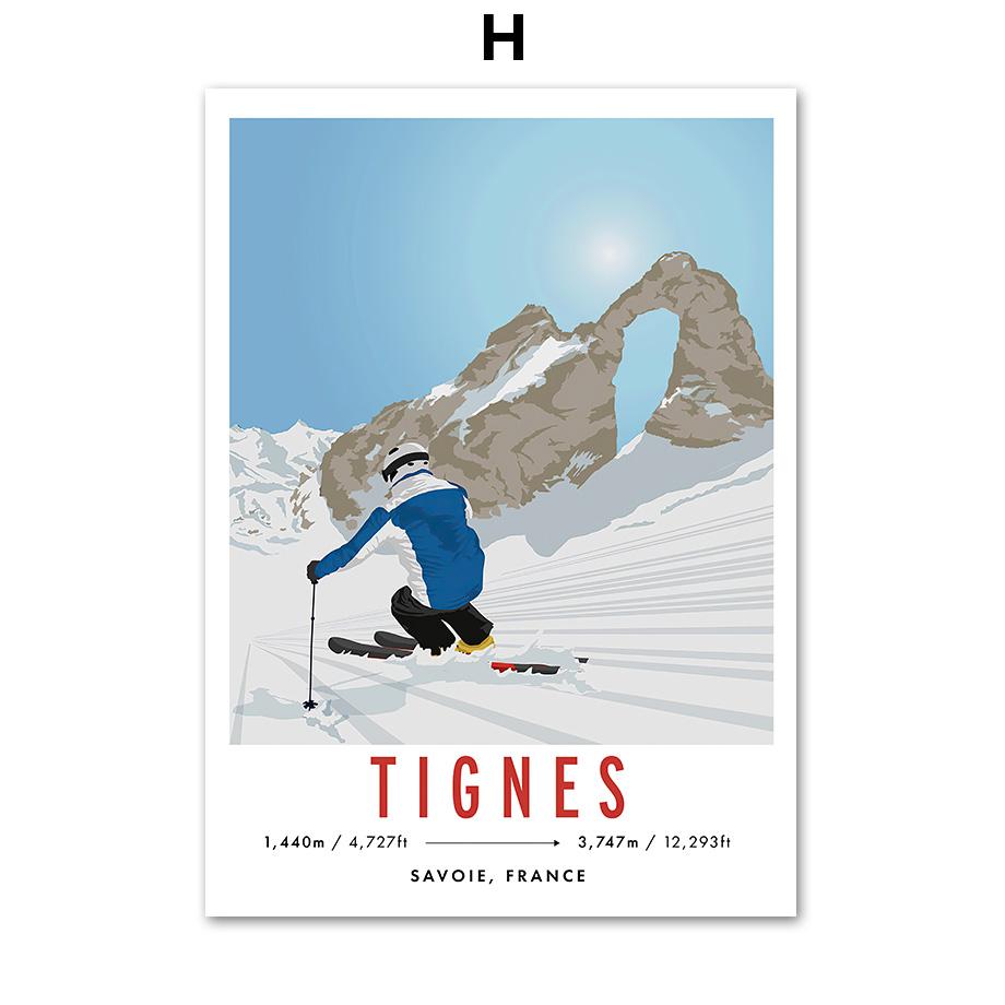 Nordic Tignes Aspen Snowboard Ski France Canada Wall Art Canvas Paintings Poster And Print Pictures For Living Room Home Decor