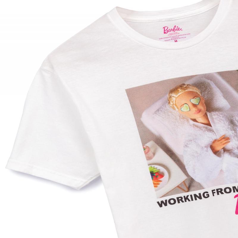 Barbie Womens Short Sleeved T-Shirt White Barbie Doll Print