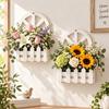 Hanging Garden Fence Flower Pot White Wall Hanging Planter Wooden House Shape Planter  Wall Decor