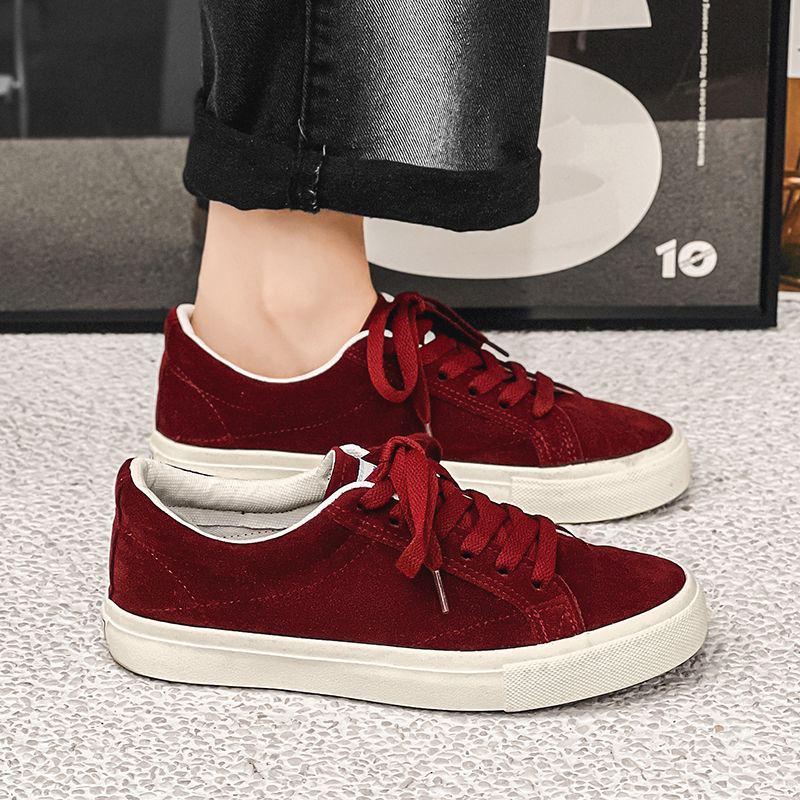 

Бордовые ретро замшевые парусиновые кеды для скейтбординга - Модные и универсальные для женщин и мужчин 35 бордовый