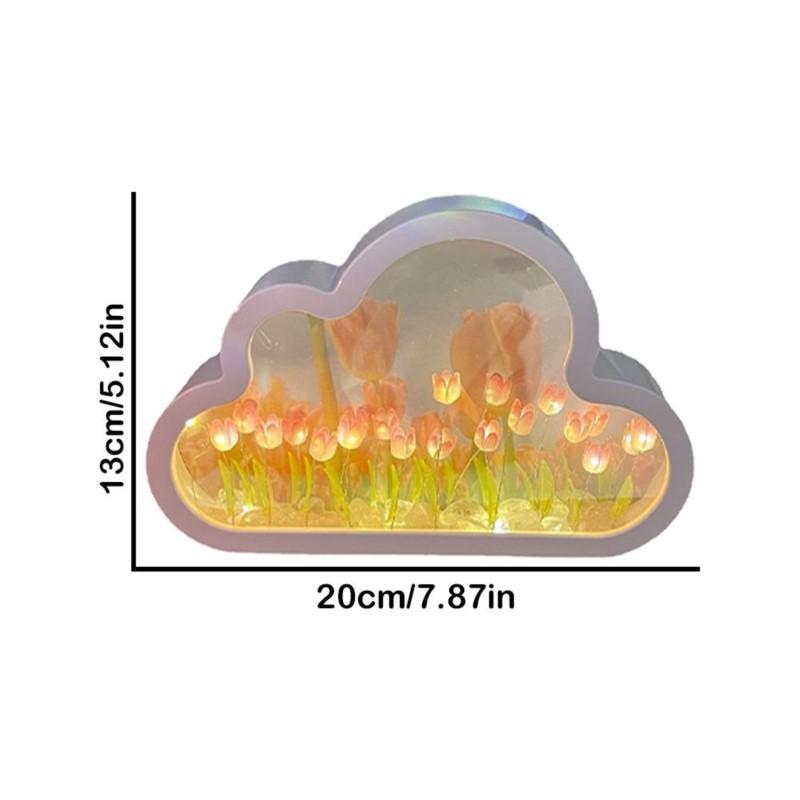 

DIY Cloud Tulip Night Light Светодиодная лампа ручной работы Настольный орнамент Зеркало Настольная настольная лампа для украшения спальни День рождения