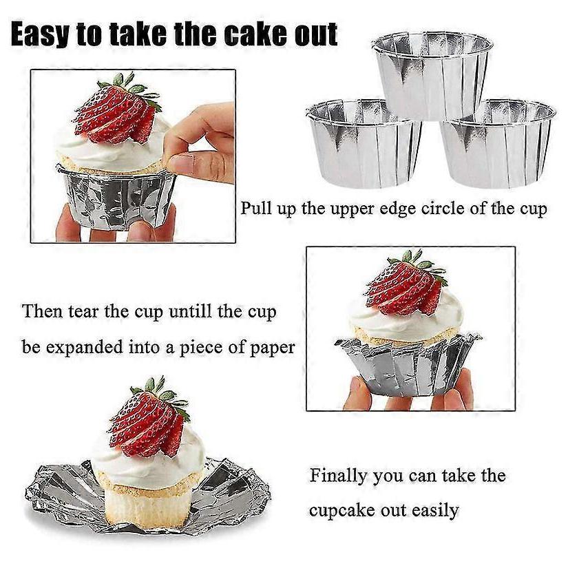50 Pieces Aluminum Foil Baking Molds, Cupcake Boxes, Mini Cupcake Mold