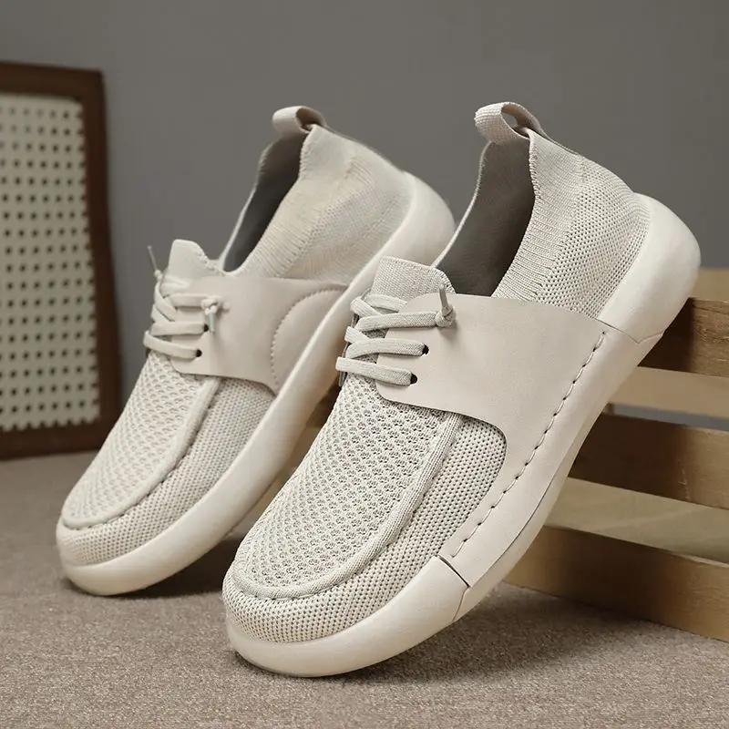 Fashion Sneakers Young Students Gray Round Toe Men's Casual Shoes Mesh Plain Designer Luxury Leisure Cheap Liquidation Sale On Male Shoe