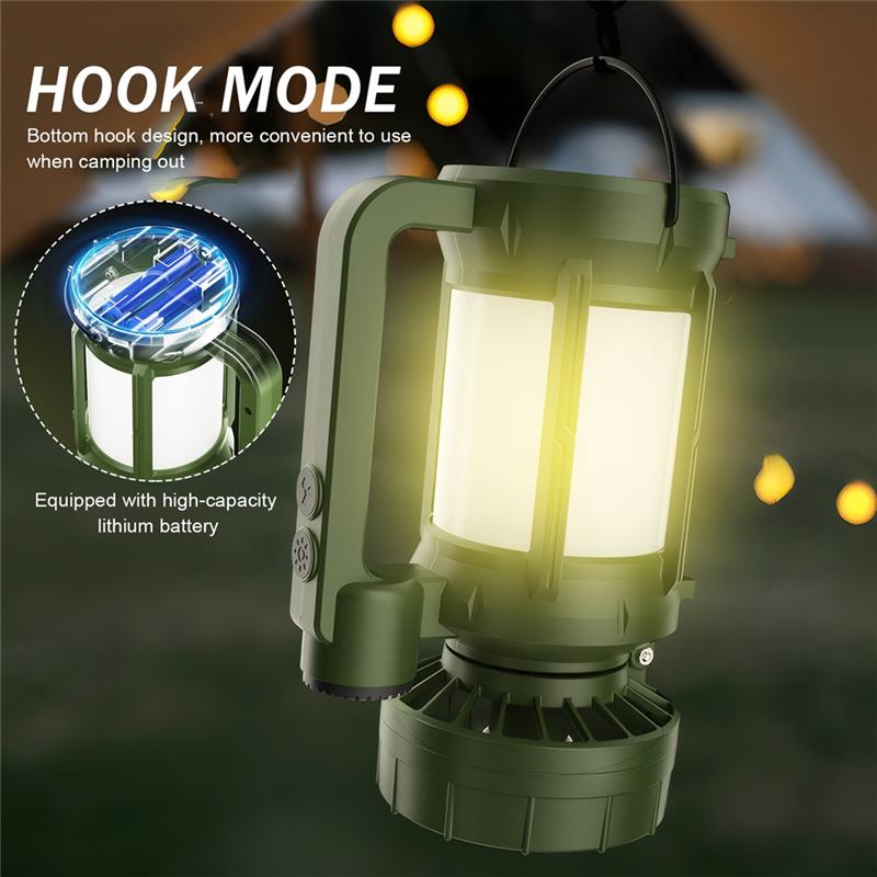 A74E-Outdoor Camping Solar LED Lantern With Integrated Cooling Fan And Portable Flashlight - Hiking Gear