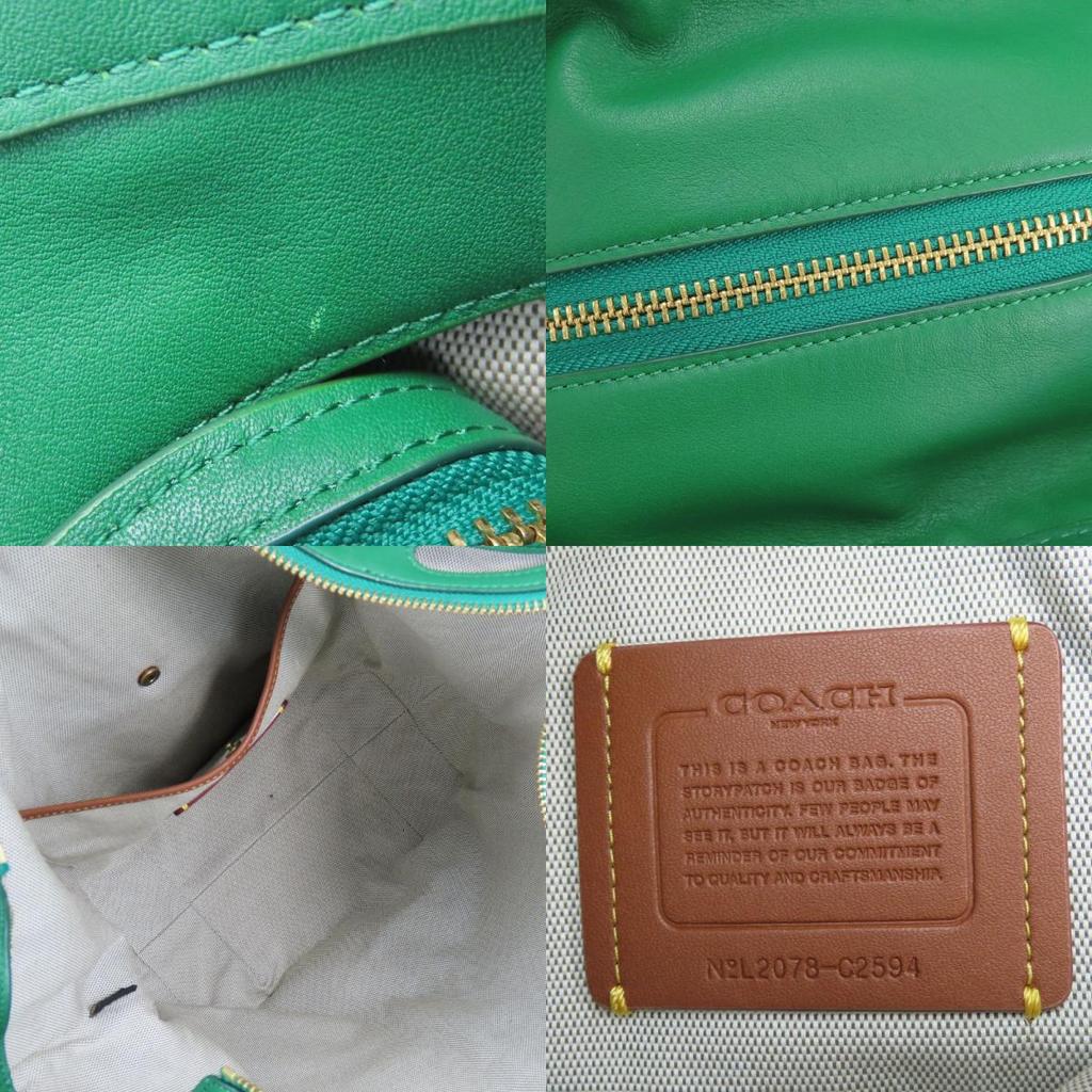 Used COACH Tote Bag By color C2594 leather green gray casual