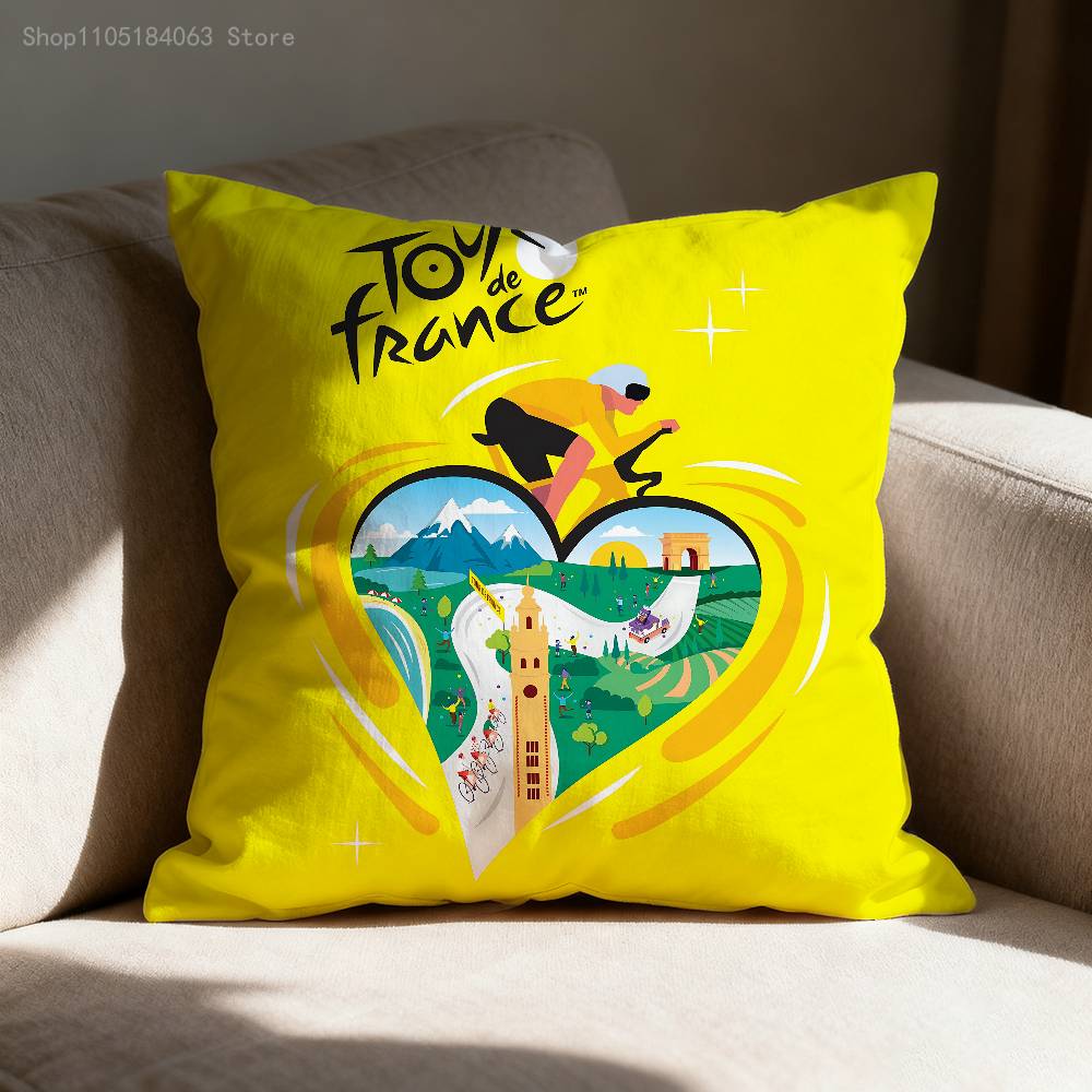 

T-Tour De F-France Bicycle Pillow Case For Sofa Decor Car Office Room Printing Cushion Cover Decorations and Protector 30cmx30cm