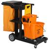 Cleaning Cart: Wheels, 3 Shelves, 70L Bag, Bucket with Wringer.
