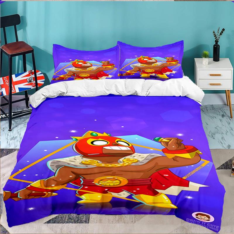 3PCS Brawl Stars Bedding Set,Including 1pc Duvet Cover And 2pcs Pillowcases Perfect for Bedroom, Dormitory, Large size Fan Christmas gift