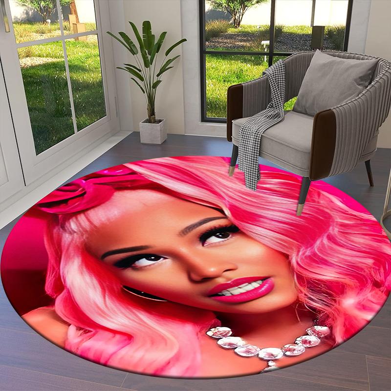 Nicki Minaj Round Area Rug,Carpet Rug for Living Room Bedroom Sofa Playroom Decor,Non-slip Floor Mat