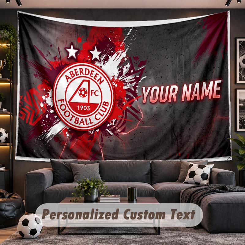 Aberdeen FC Personalized Tapestry Support Custom Name, Wall Art Home Decoration