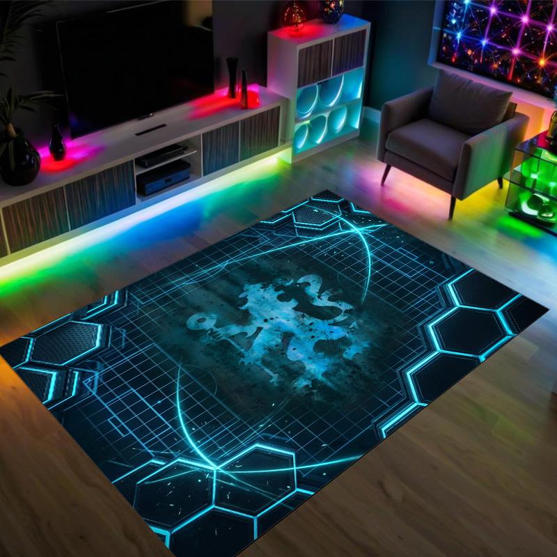 Chelsea FC Design Crystal Velvet Carpet Cozy Non?Slip Printed Rug For Bedroom Living Room Entrance