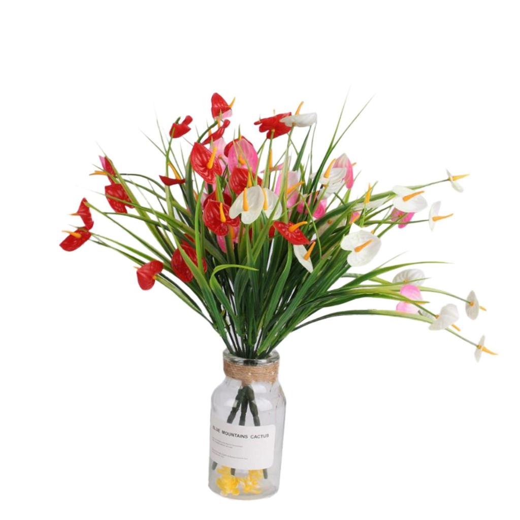 2 Bundles Artificial Outdoor Flowers Fake Flowers Green Shrubs Garden Porch