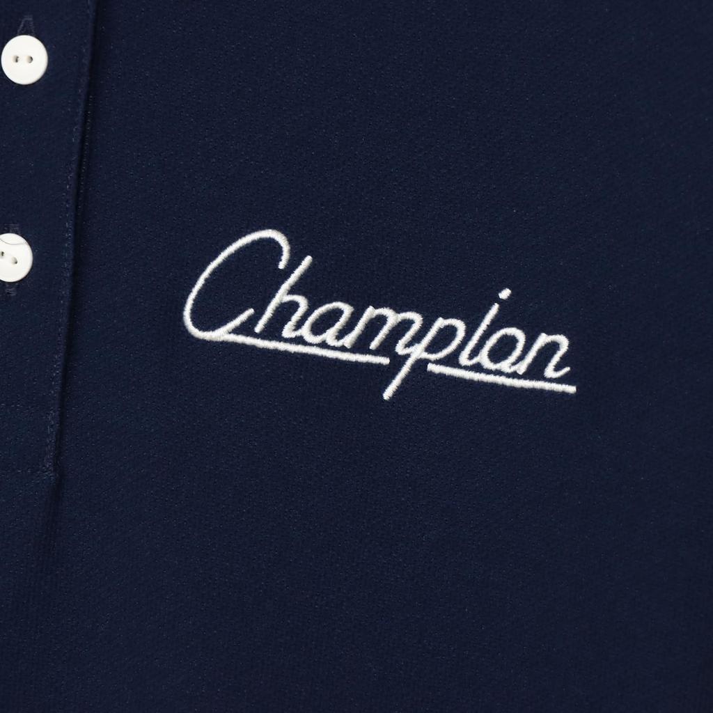 Champion Short Sleeve Hooded Polo Shirt UV Logo Embroidery Women's (CW-BG307), Navy, Heat-Shielding, Protection, Quick-Drying, One-Point