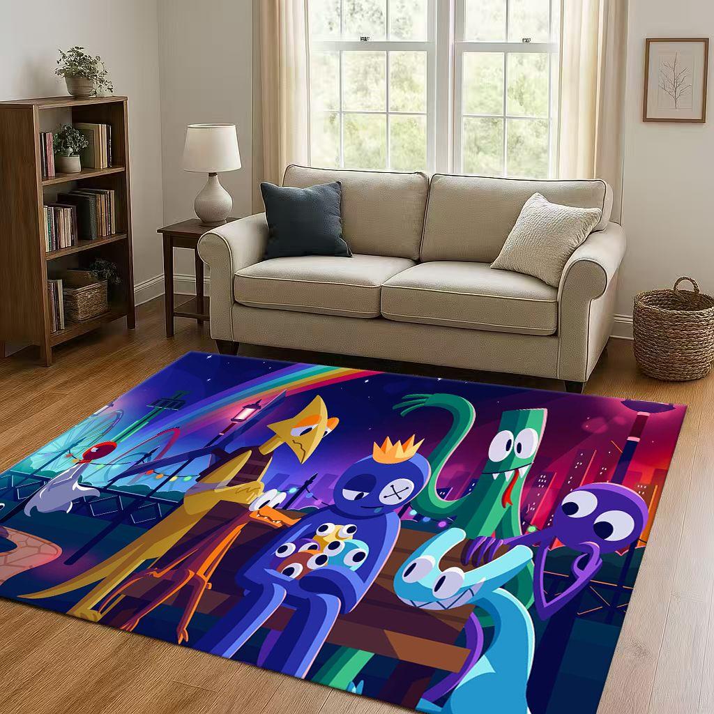 3D R Rainbow Friends Game Cartoon Living Room Non Slip Area Rug Carpet for Bedroom Playroom Sofa,Easy Clean Home Decor Doormat