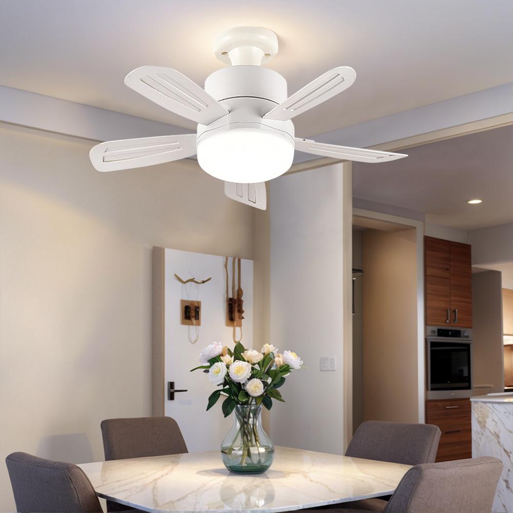 Silent Ceiling Fan with LED Lantern E27 Socket Electric Cordless Fan Universal Dimming Fan for Dining Room Bedroom Living Room