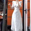 French Summer Women's Puff Sleeve Slimming Dress with Lace Skirt