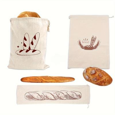 Large Reusable Drawstring Gift , Two Sizes of Rectangular Bread Bags, Storage Bags for Homemade Toast Baking, For Celebrations