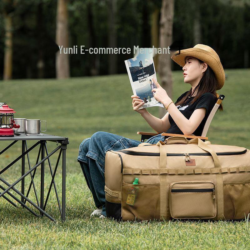 Khaki Multifunctional Wheeled Camping Backpack and Storage Bag - Large Capacity for Men