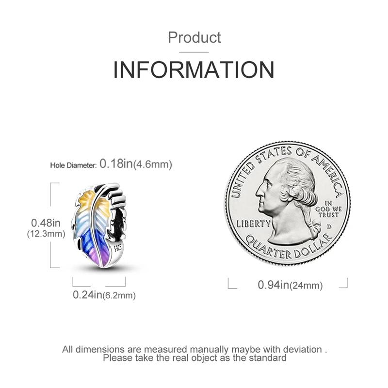 Dreamy Colorful Feather Beadss Plata R Genuine Bead Fits Genuine Charm Bracelets Bead Jewellery Gift For Women
