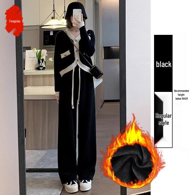 

Women s High-Waisted Fleece-Lined Wide-Leg Winter Pants M