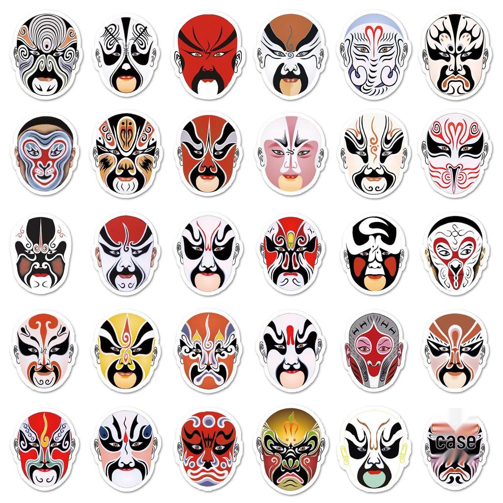 60 Peking Opera Face Painting Huadan Stickers: Chinese Style for Suitcase, Scooter, Car, Phone, and Tablet