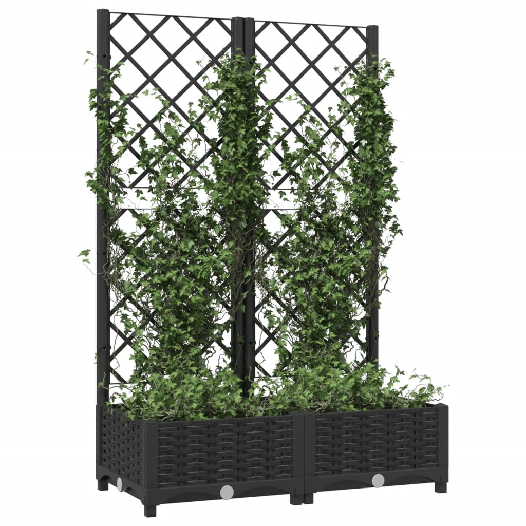 Vidaxl Garden Planter With Trellis, Black, 80X40X121.5 Cm, Pp