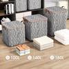 Large Capacity Foldable Quilt and Clothes Storage Bag with Thick Gray Striped Fabric