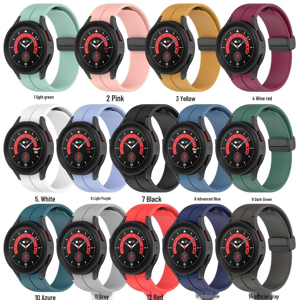 Silicone Strap with Folding Magnetic Buckle for Samsung Watch 4/5/6/Pro - In Stock