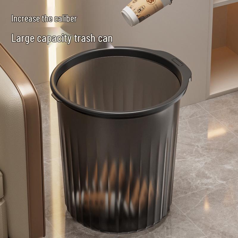 Elegant Large Capacity Grey Transparent Trash Can for Bedroom or Office