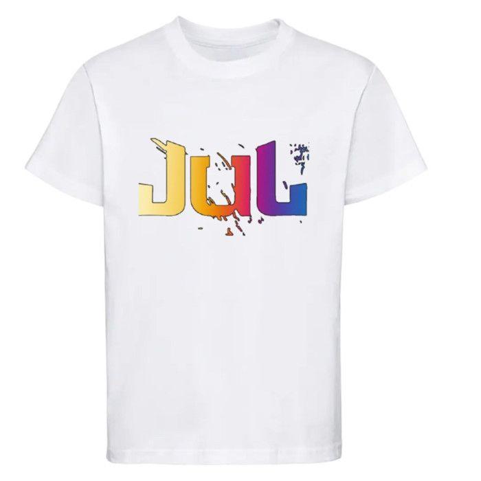 T-shirt enfant - NPZ - JUL - Logo multicolore - 100% coton - Blanc 3-14 ans