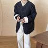 Veste en coton sans col à motif losanges pour femmes de style coréen - Courte, sans coutures, légère pour l'automne et l'hiver