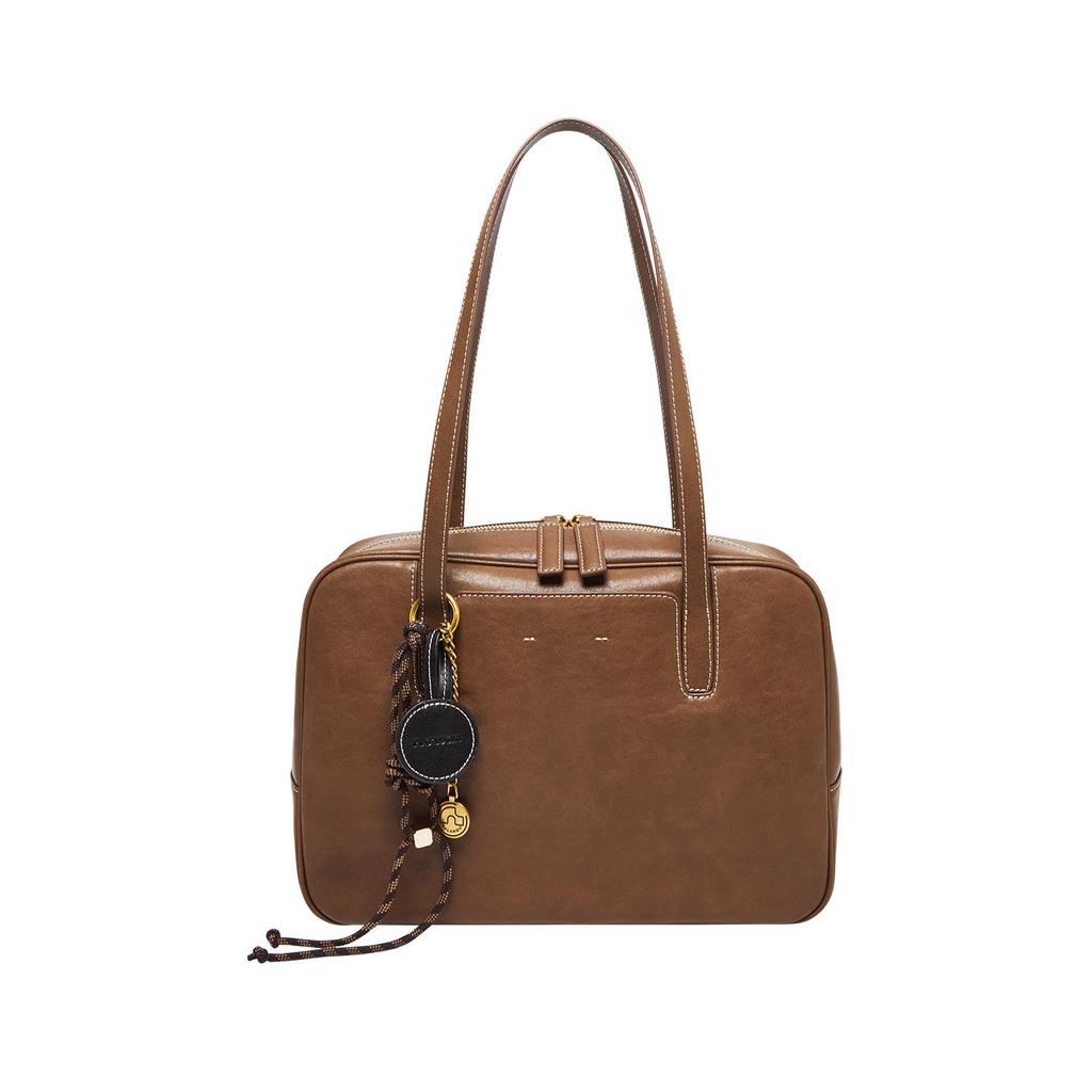 Women's Veg-Tanned Cowhide Bowling Bag: Fall/Winter 2025 Commute & Fashionable Crossbody Handbag