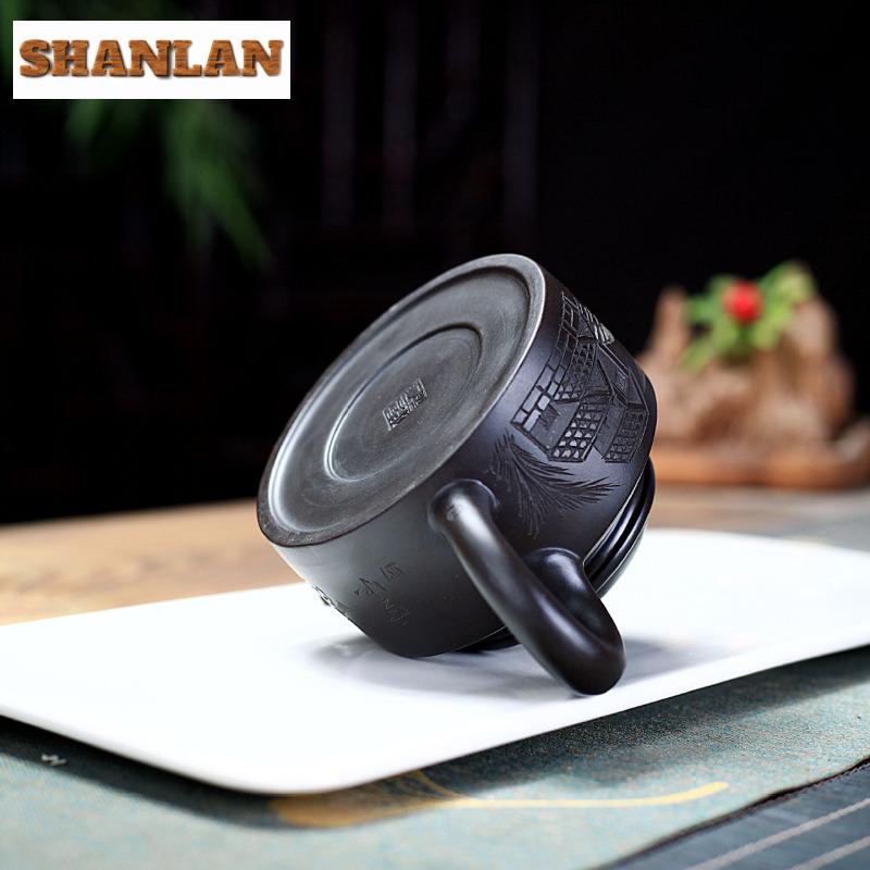 320ml Creative Yixing Purple Clay Teapots Handmade Cattle Lid Pot Raw Ore Black Mud Tea Maker Kettle Chinese Zisha Tea Set Cafes