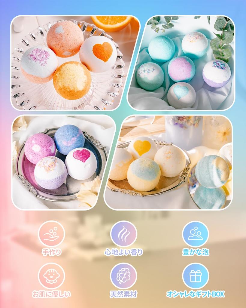Bath Bomb Gift Set, 24 Handmade Colorful Fizzies for Sensitive Skin, Christmas & New Year Present for Women & Kids