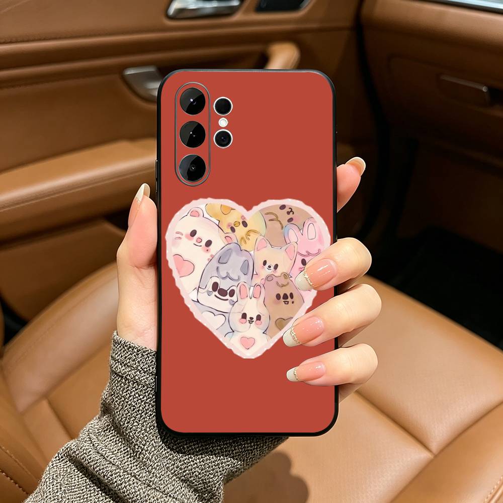 Cute S-K-Z A-TEEZ Soft Silicone Case for Samsung S25, S24, S21, S22, S23, S30, Ultra, S20, Plus, FE, Lite-Black Samsung S25ULTRA