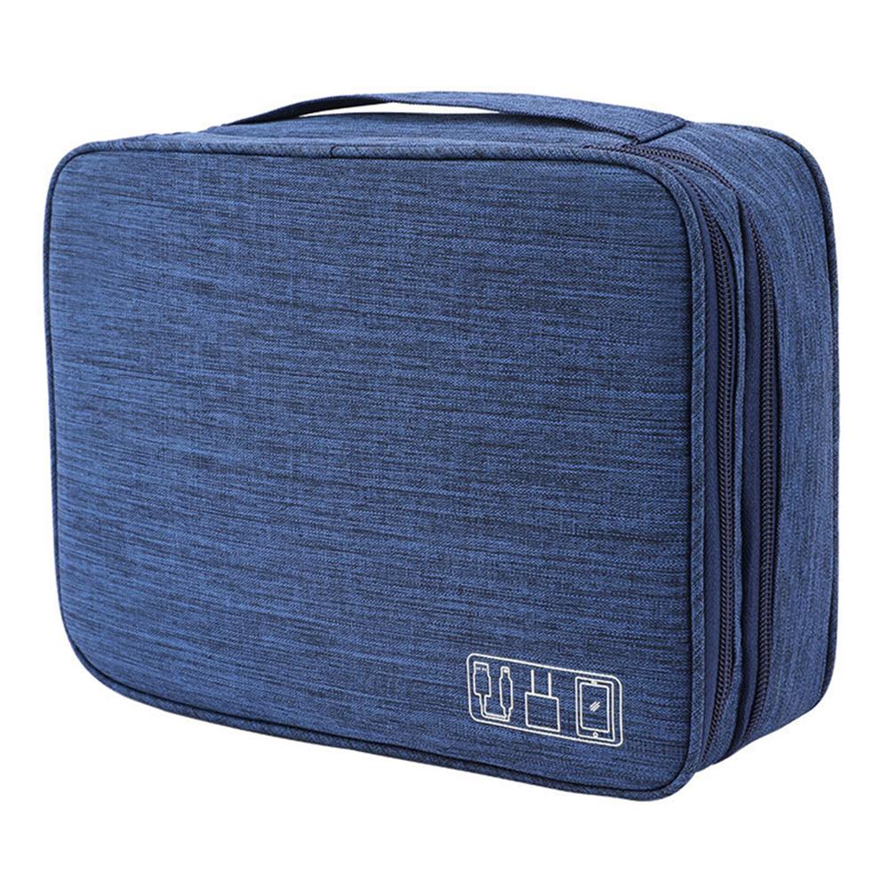 

5-inch Electronics Organizer Oxford Cloth Portable Double Layers Pouch Zipper Cable Organizer Bag for Cable, Cord, Phone Electronic Accessories Dark Blue