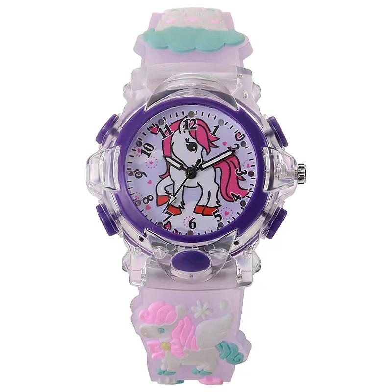 Hello Kitty Kinder-Quarz-Uhr mit Nachtlicht und Silikonarmband für Kinder Geschenk