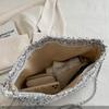 Large Capacity Shoulder Bag for Women Sequin Shine Handbag Slouchy Solid Color Crossbody Bag Trendy Underarm Bag for Work Travel Shopping CLE