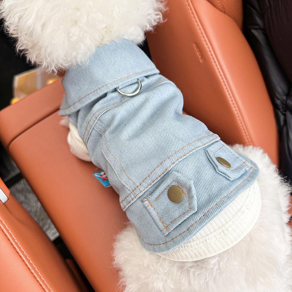 Personalized Custom Name Denim Pet Jacket, Cute Trendy Dog Cat Outfit, Unique Stylish Clothes for Puppies Kittens