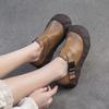 Johnature Retro Soft Leather Thick Soled Shoes Buckle Casual And Comfortable Women's Flat Platform Shoes